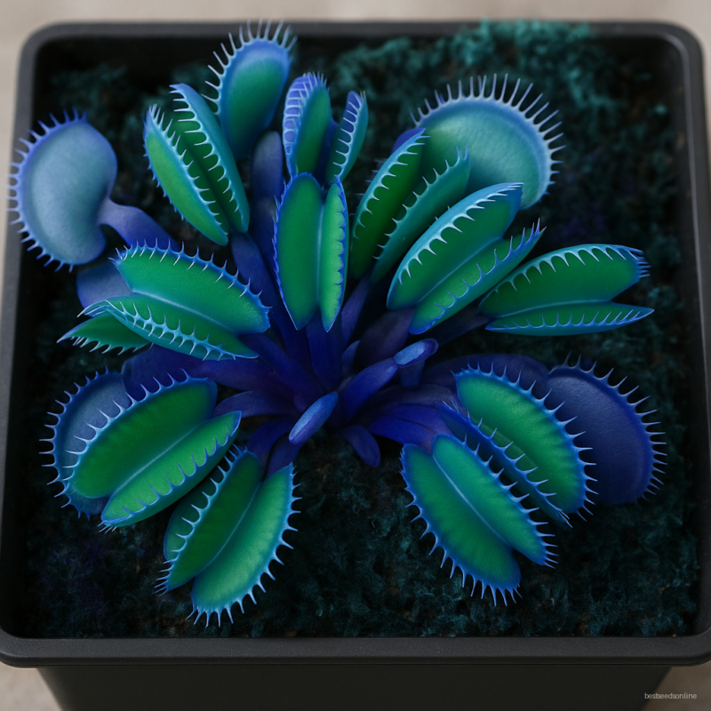 100 Pcs Potted Blue Insectivorous Plant Bonsai Dionaea Muscipula Rare Venus Flytrap Purify Air