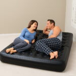 Two People Seat Large Bean Lounger Solid Black Inflatable Air Sofa Living Room Couch Indoor Furniture Set - 4 Two People Seat Large Bean Lounger Solid Black Inflatable Air Sofa Living Room Couch Indoor Furniture Set - 4