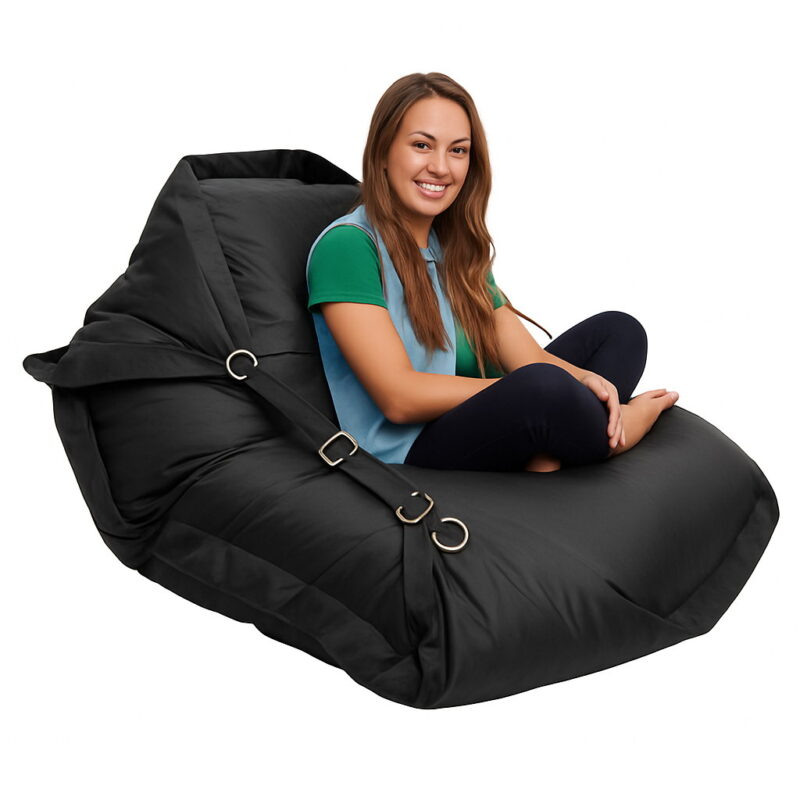 Buggle Up Bean Outdoor Chair In Solid Black Big Pillow Relax Cushion Furniture