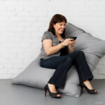 Light Grey Color Waterproof Bean Beanbag Outdoor Garden Cushion Seat Furniture - Solid Black - 4 Light Grey Color Waterproof Bean Beanbag Outdoor Garden Cushion Seat Furniture - Solid Black - 4