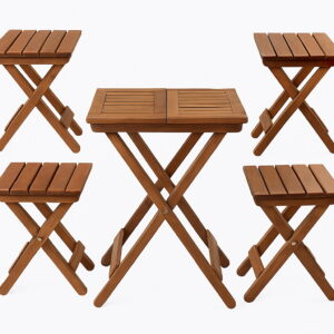 5 Pieces Outdoor Wood Patio Furniture Rustic Piece Folding Dining Set Table And Chair Dinner Yard & Garden Decor