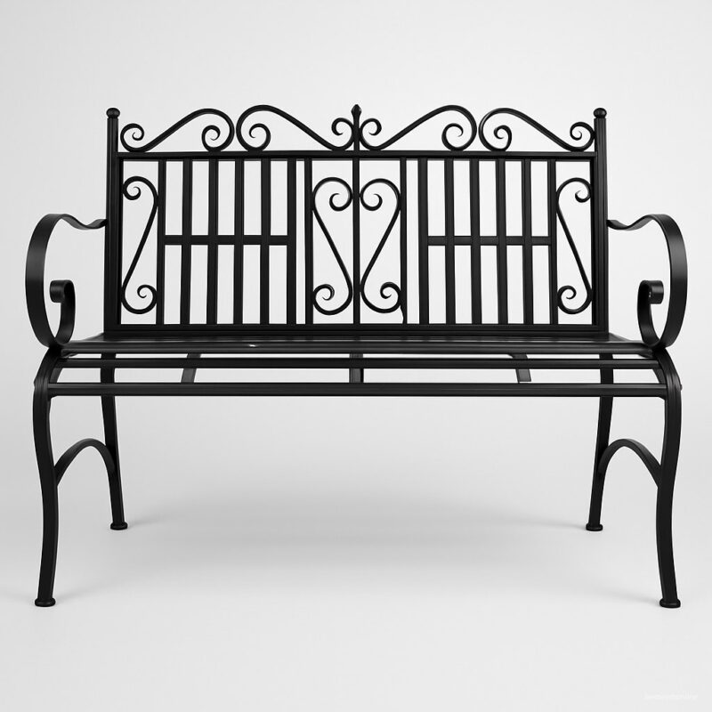 2seater Solid Steel Patio Bench Foldable Garden Porch Sofa Seat