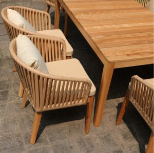 2x 1 5m Wood Table & 12x Chairs Gardens - 2