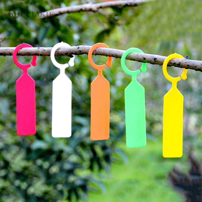 50pcs Plastic Plants Tags Nursery Garden Ring Label Pot Marker Stake Hanging Greenhouse Bonsai Collar