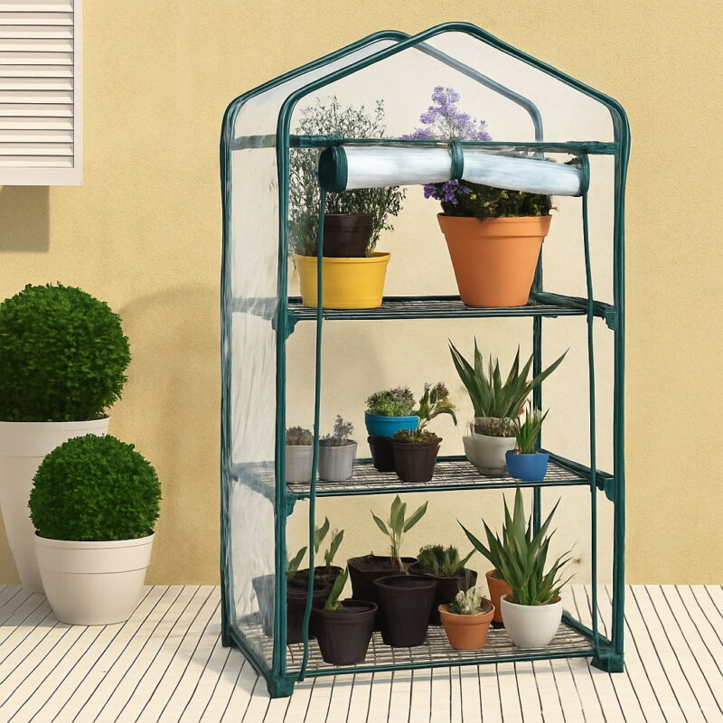 Greenhouse Outdoor Tent Grow House Plastic Garden Green Windows Openeing Farm Xnc