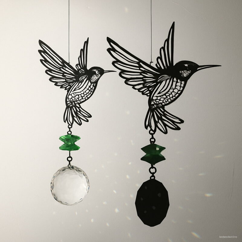 H & D Crystal Flower Prism Suncatcher Rainbow Maker Hummingbird Pendant Hanging Decoration Window Garden Sun Catcher
