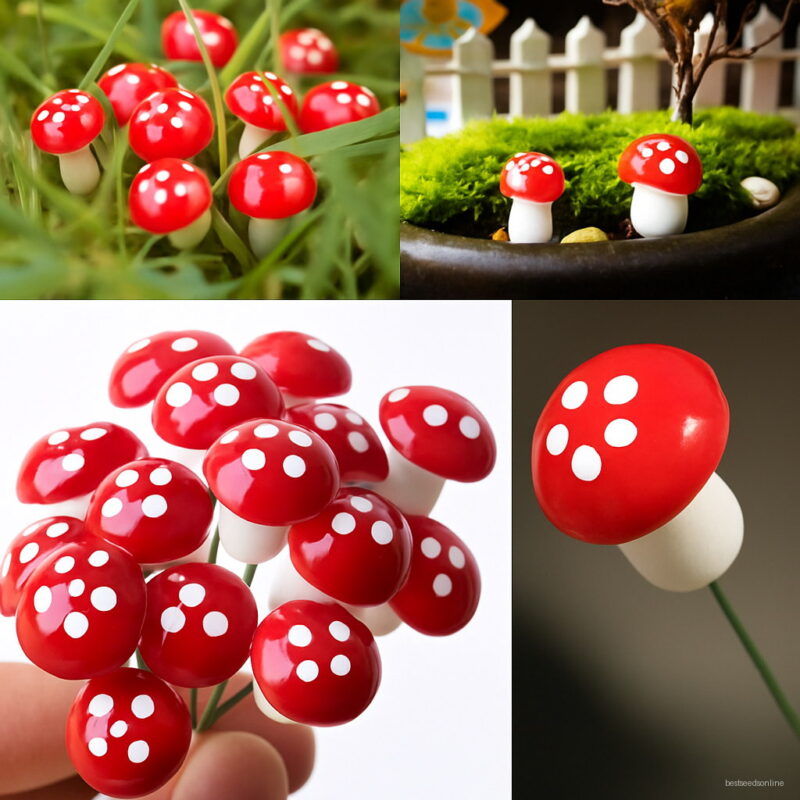 Hot 10pcs 2cm Artificial Mini Mushroom Miniatures Fairy Garden Moss Terrarium Resin Crafts Decorations Stakes Craft