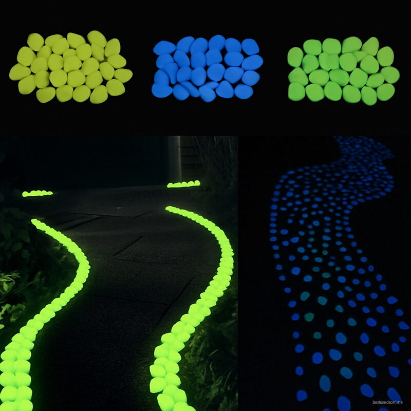 25 50pcs Stone Glow Luminous Glowing In The Dark Garden Pebbles Stones Rocks Outdoor Pool Walkways Path Patio Lawn Decorate