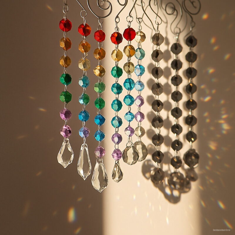 H & D Chakra Crystal Prisms Suncatcher Multi Octagon Beads Window Hanging Ornaments Rainbow Maker Collection Decor Pack Of 6