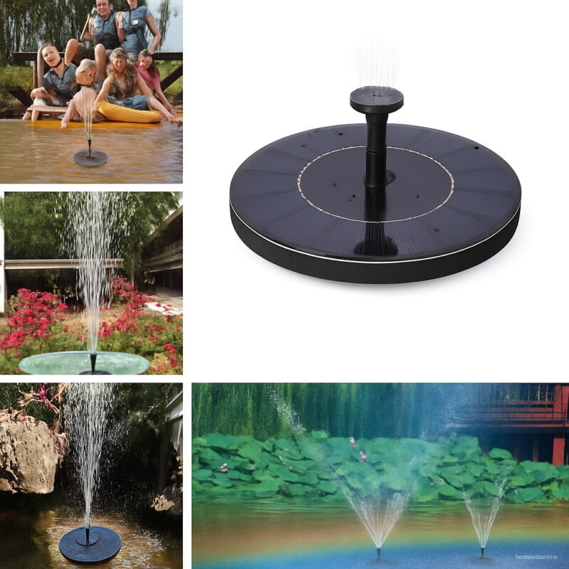 Mini Solar Powered Fountain Garden Pool Pond Panel Floating Decoration Water