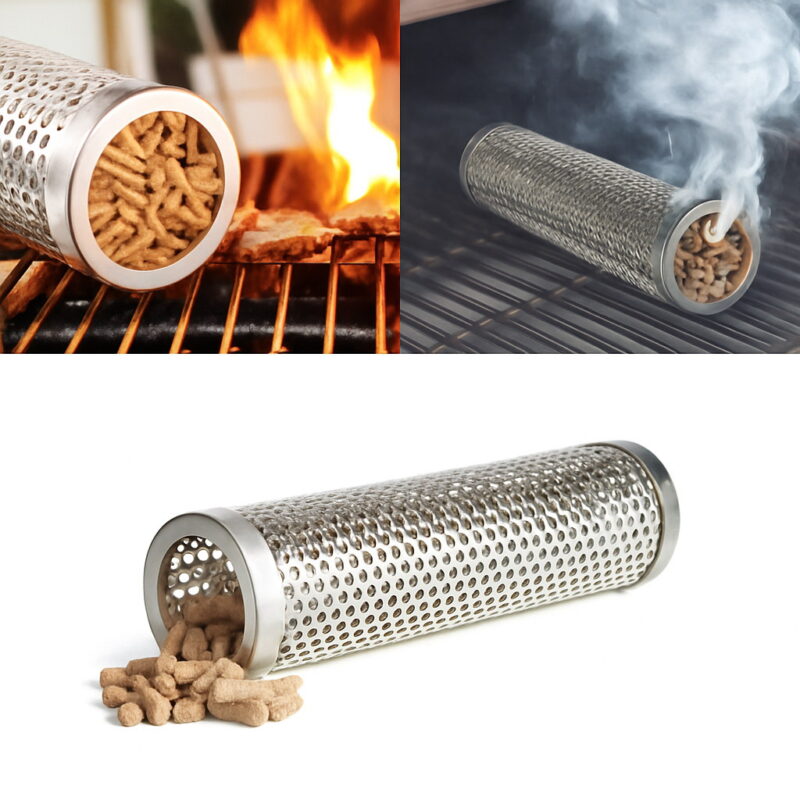 6 In Pellet Smoker Tube Stainless Steel Grill Perforated Mesh Filter Gadget Hot Cold Smoking
