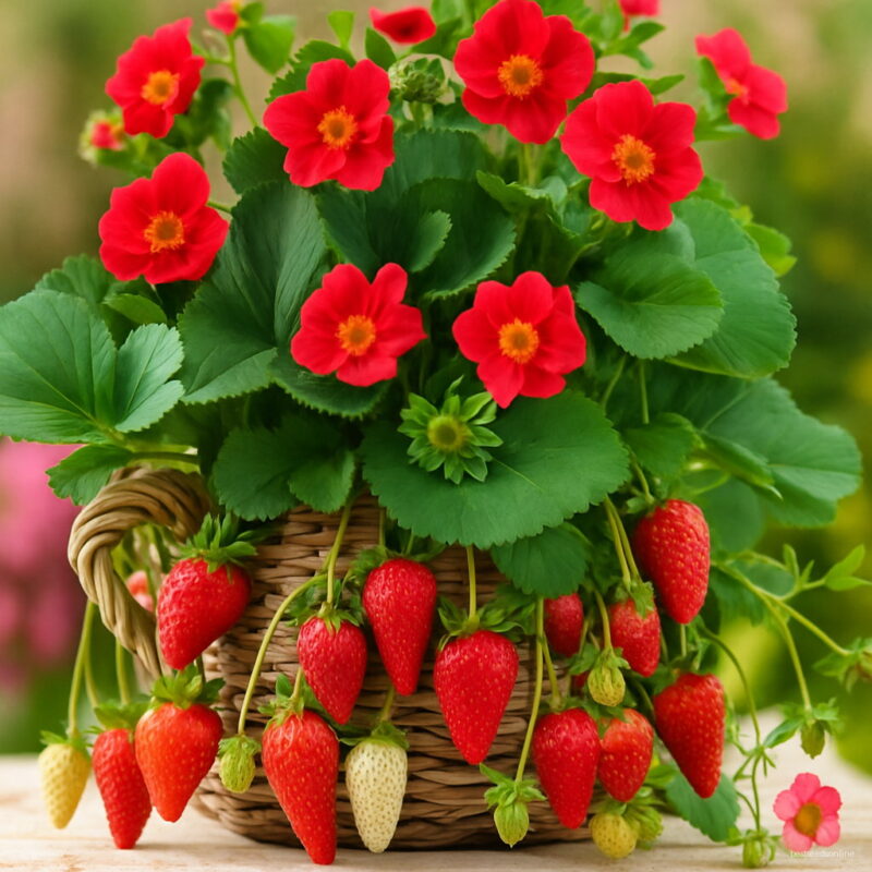 50 Seeds Pack Four Seasons Potted Strawberry Perennial Results Balcony Flower Of Fruits And Vegetables