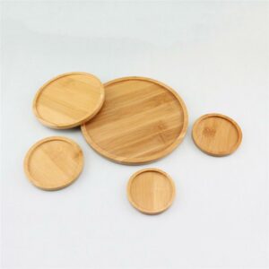 Winomo 6pcs 7 5x7 5cm Bamboo Round Flower Pot Tray Bonsai Succulent Plant Saucer Indoor & Outdoor Plants Seeds - 2