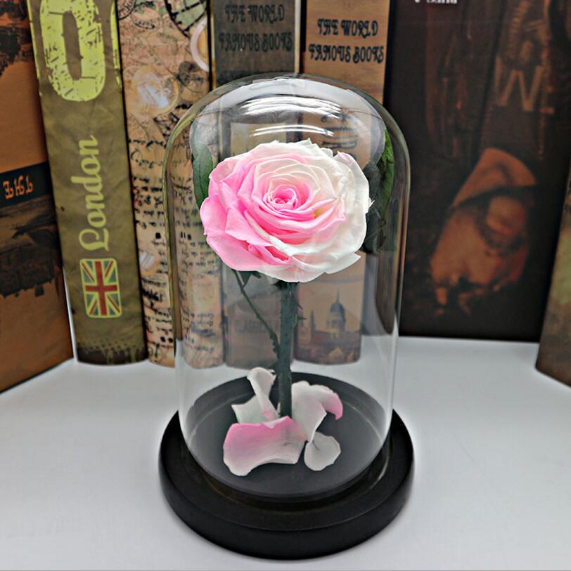 Everlasting Pink Rose Display In Glass Dome For Wedding Decor Romantic Centerpiece Gift Ideas - 2