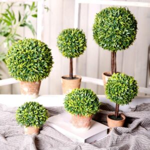Yumai Green Grass Ball Ceramics Bonsai Artificial Plants Small Tree Plant Potted Home Decoration Garden Bathroom Decor Seeds