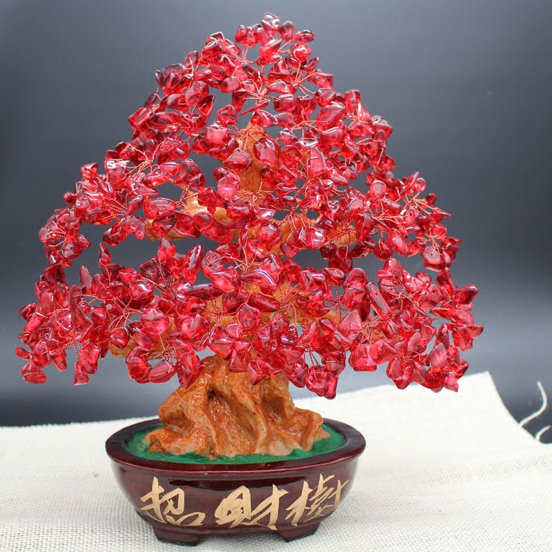 Style Crystal Money Tree Feng Shui Wealth Enhancer Office Decor Birthday Lucky Pot Base Seeds - 5