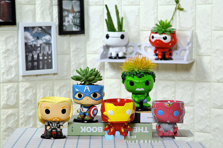 Avengersthemed Resin Pot Artistic Decorative Multifunctional Succulent Planter Ideal For Seedlings And Flowers - 2