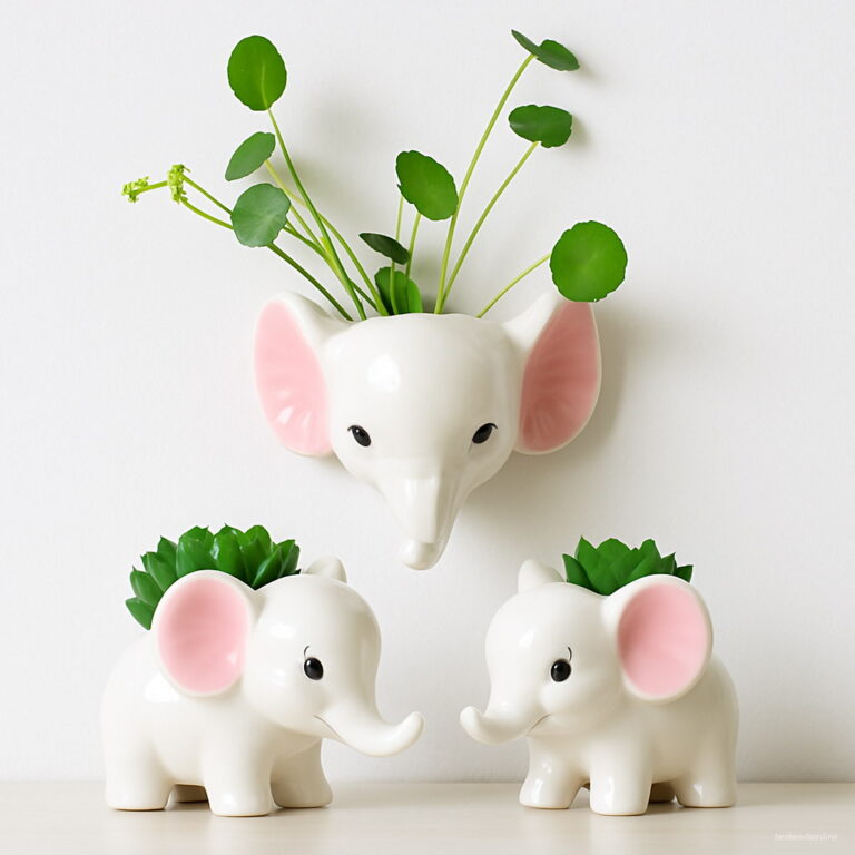 Yefine Cartoon Elephant Flower Pots Succulent Plant Flowerpot Ceramic