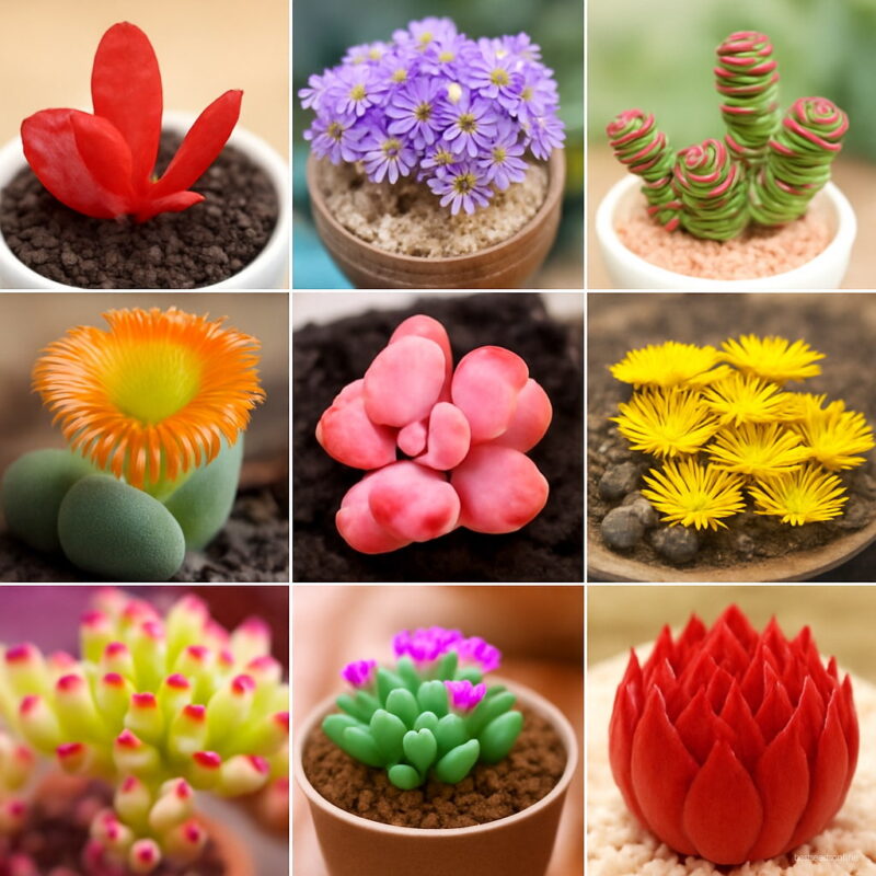 200 Pcs Succulent Flower Bonsai Plants Semo 24 Kinds Lithops Stone Potted Planting Home Garden Decoration Seeds