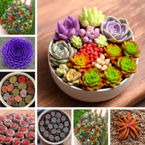 500pcs Fleshy Colorful Lithops Plants Pseudotruncatella Succulentas Raw Stone Cactus Bonsai Succulents Potted Flowers Seeds