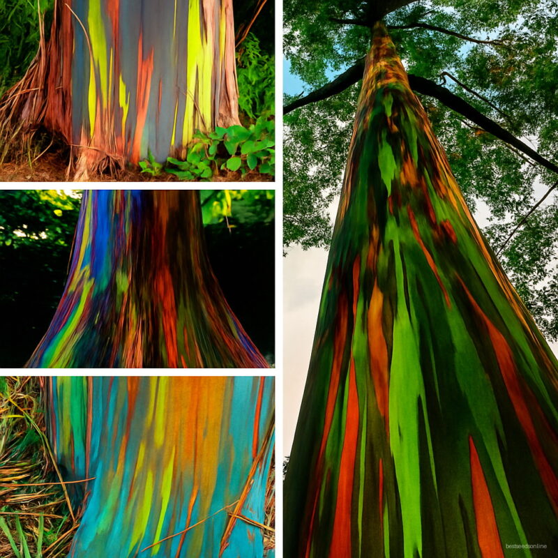 100pcs Rainbow Eucalyptus Deglupta Bonsai Showy Tropical Tree Plants Plant Garden Seeds