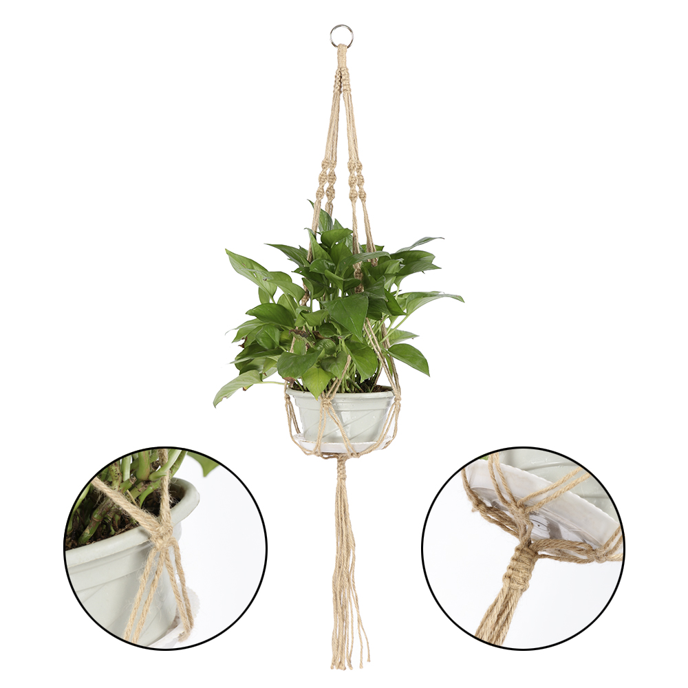 Handmade Macrame Plant Hanger 100 Cotton Rope Mesh Pot Holder Hanging Basket For Balcony Gardening - 12