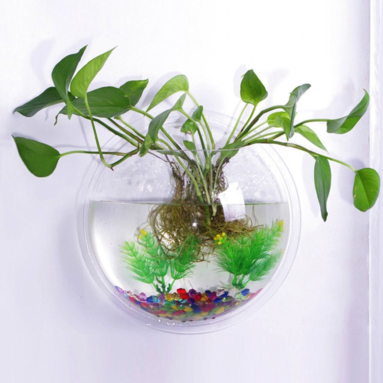 Fish Bowl Wall Hanging Aquarium Tank Aquatic Mount Plant Pot Home Free