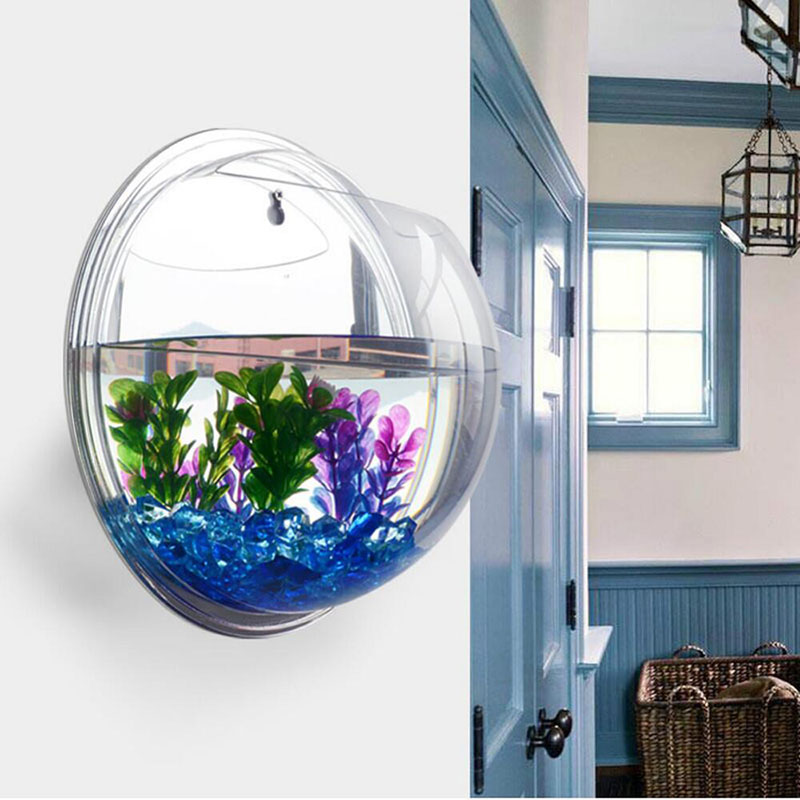 Wall Mounted Fish Bowl Aquarium Tank Acrylic Aquatic Plant Pot For Home Decor - 6