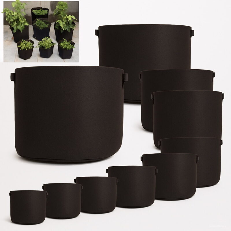 Black Fabric Pots Plant Grow Bags Handles Planting Bag Seedling Flowerpot Size 1 2 3 5 7 10 15 20 30 Gallon