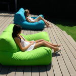 Large Giant Lime Blue Beanbag Chair Comfortable Lounging Furniture